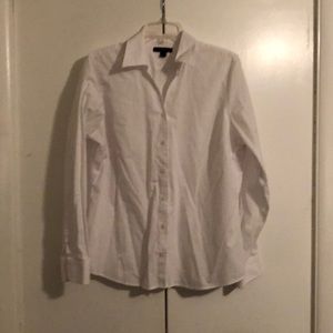 White pinstripe button down top